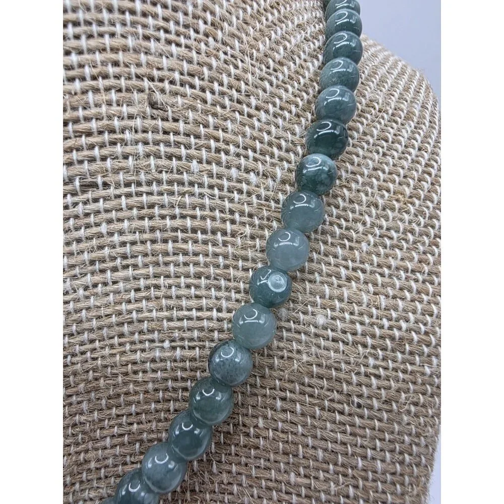 Grade A Jadeite Jade Green Round 3.8mm Beads‎ Necklace 16